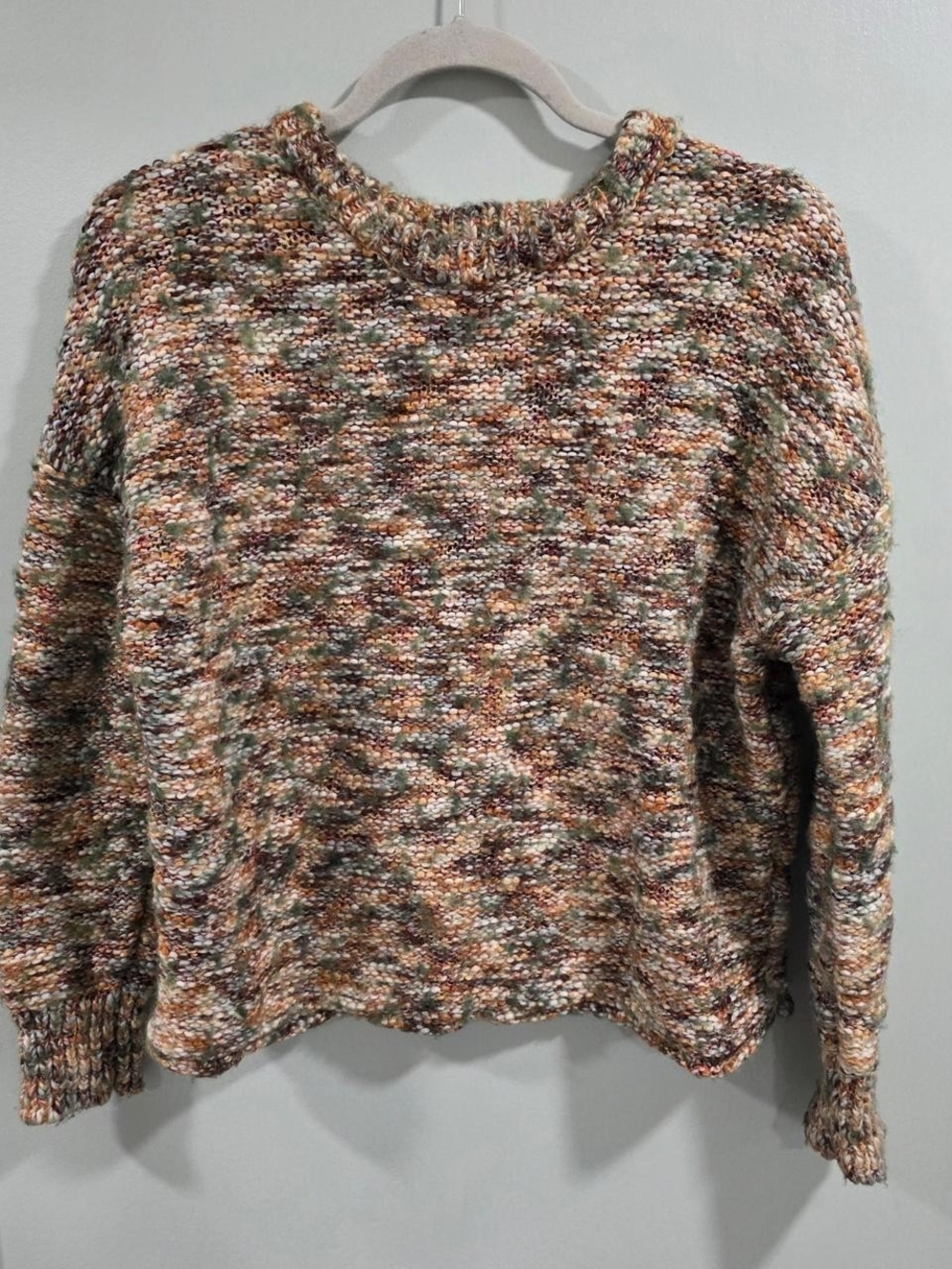 Universal Thread Multicolored Marled Crewneck Sweater - Green, Brown, Cream